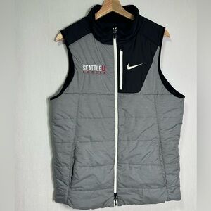Nike Seattle U Soccer Puffer Vest Mens Small Grey‎ Black Full Zip 819886-010